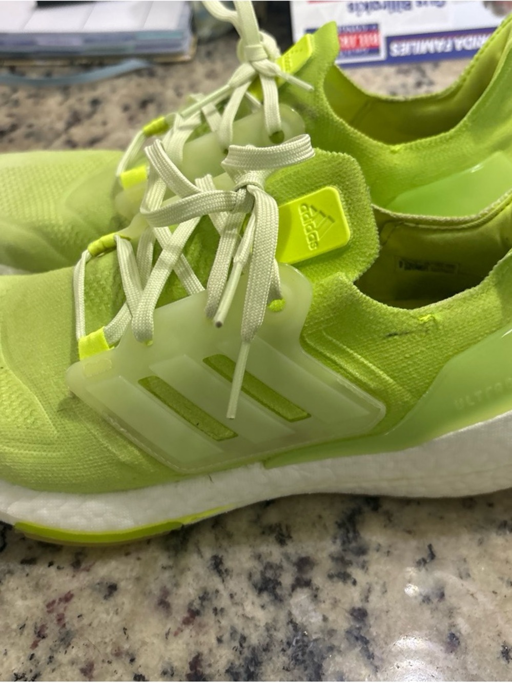 adidas Ultra boost Mens Neon Yellow-Green Slip-On Sneakers